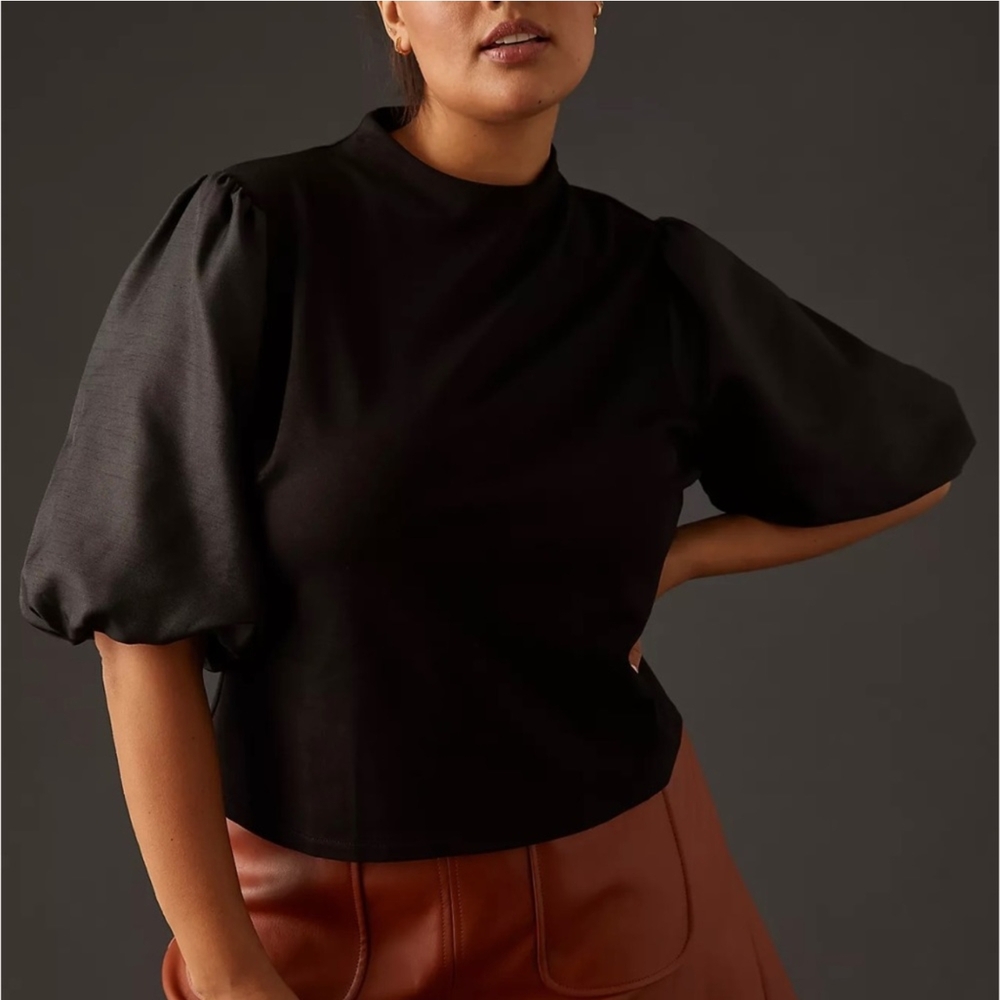 Sunday in Brooklyn Black Puff Sleeve Blouse